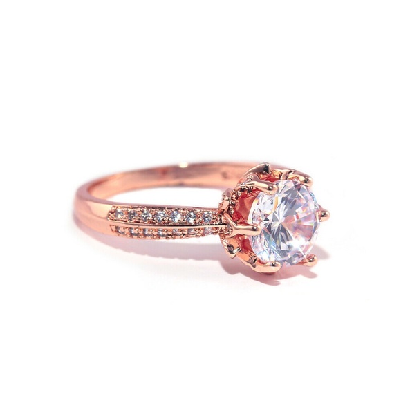 Beautiful Rose Gold White Sapphire Ring New - Picture 4 of 7